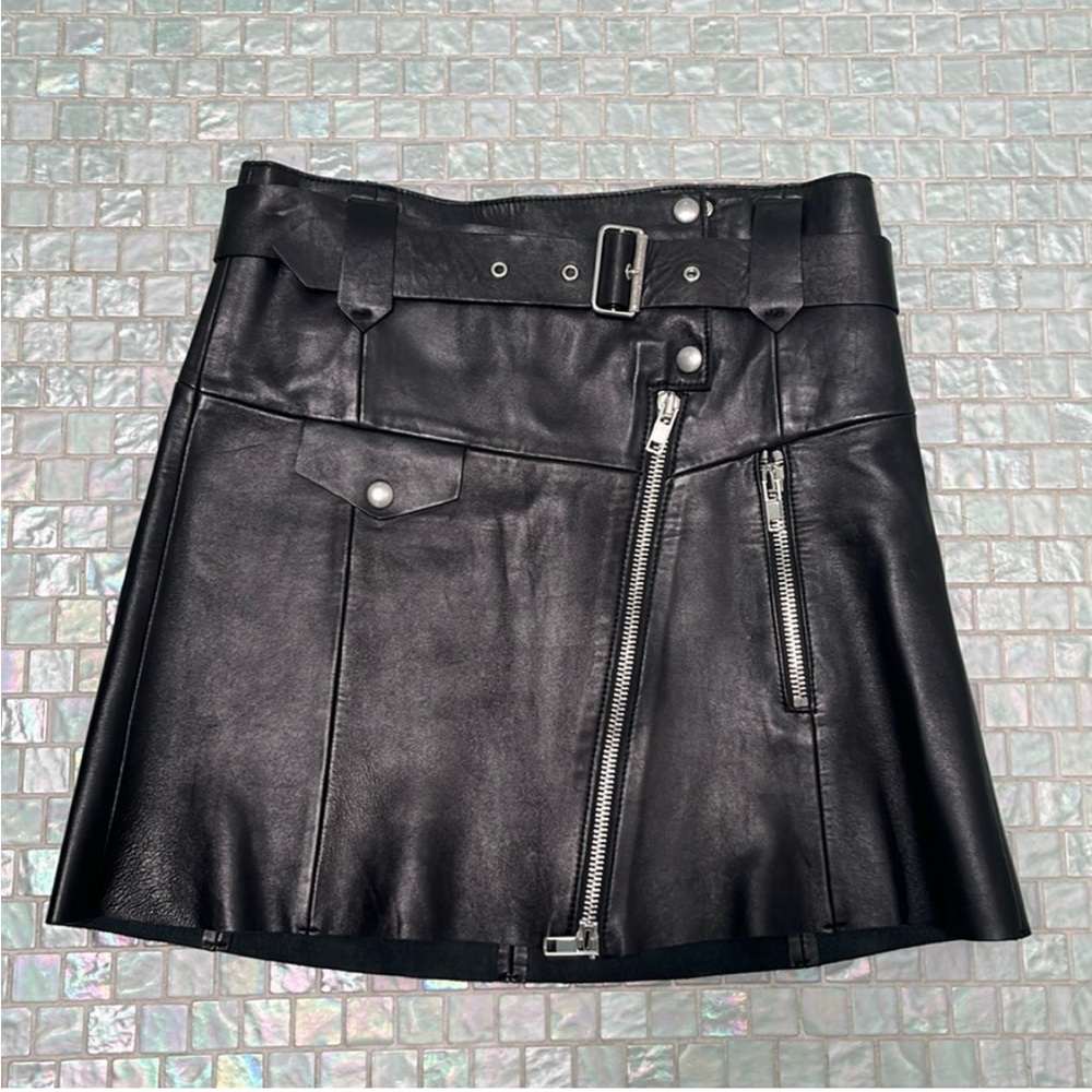 Zara Black genuine Leather Skirt